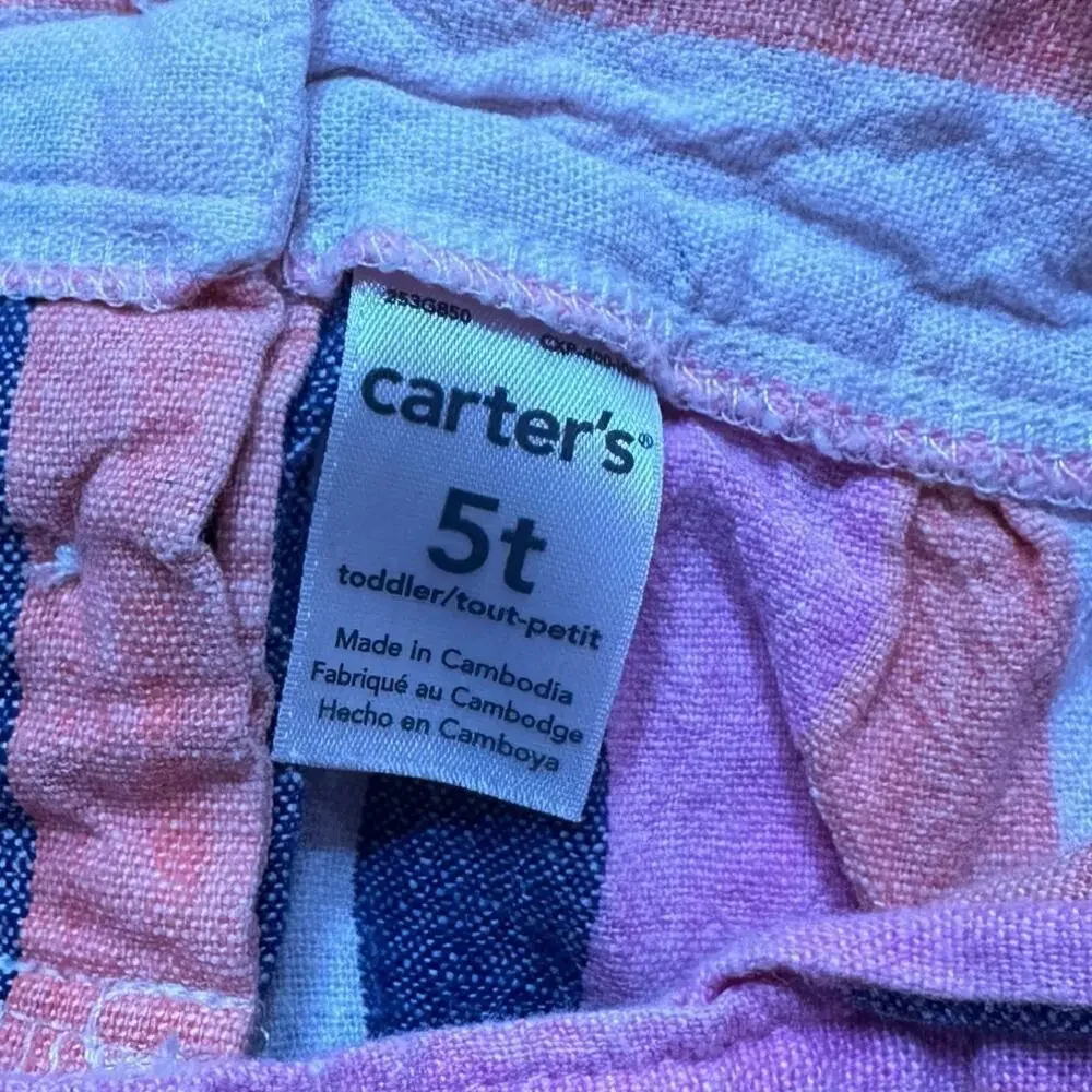 Carter's Girls Stripe Tank sz 5T Cotton Flutter Sleeve Tank